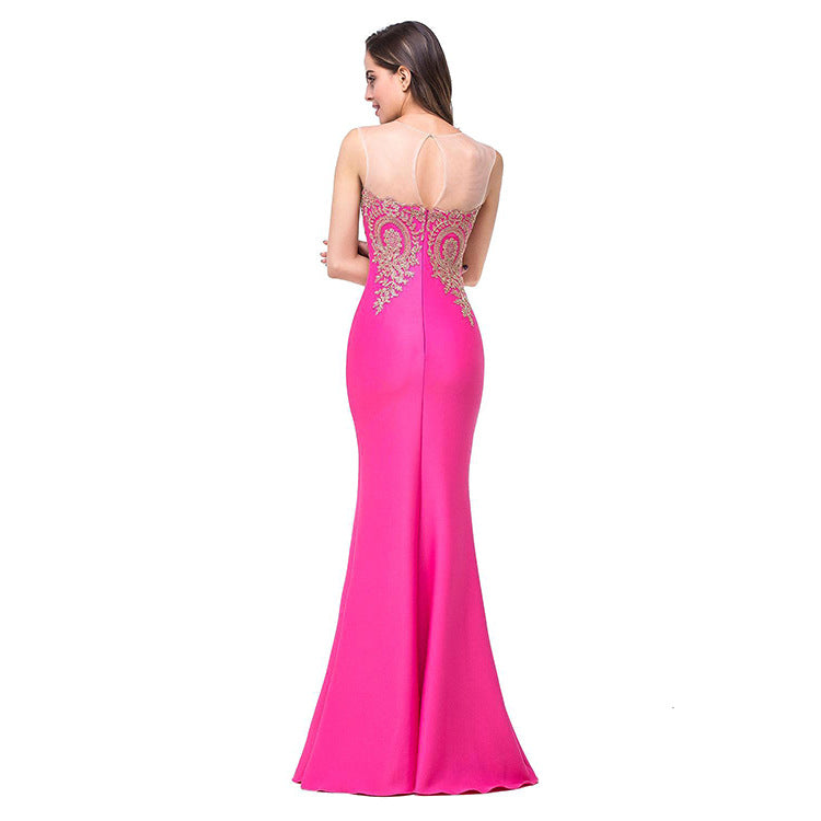 Amazon Europe robe sexy dos creux applique paquet hanche robe queue de poisson jupe femelle pers