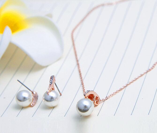 Mariée Strass Perle Boucles d'oreilles Collier Set Banquet Robe Bijoux