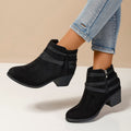 Suede Bottes pour femmes avec ceinture et fermeture éclair latérale