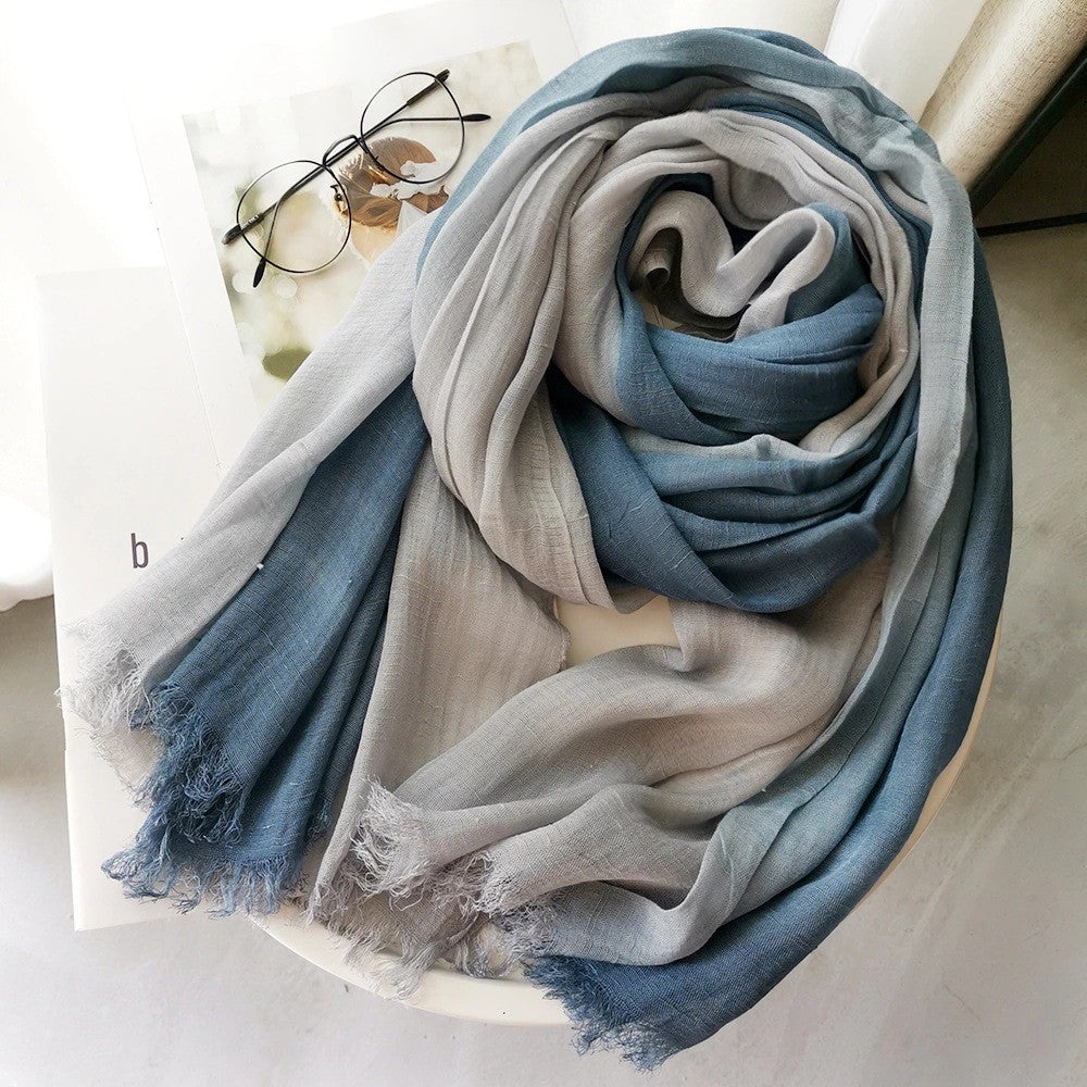 Grande écharpe douce chaud en coton Tassel