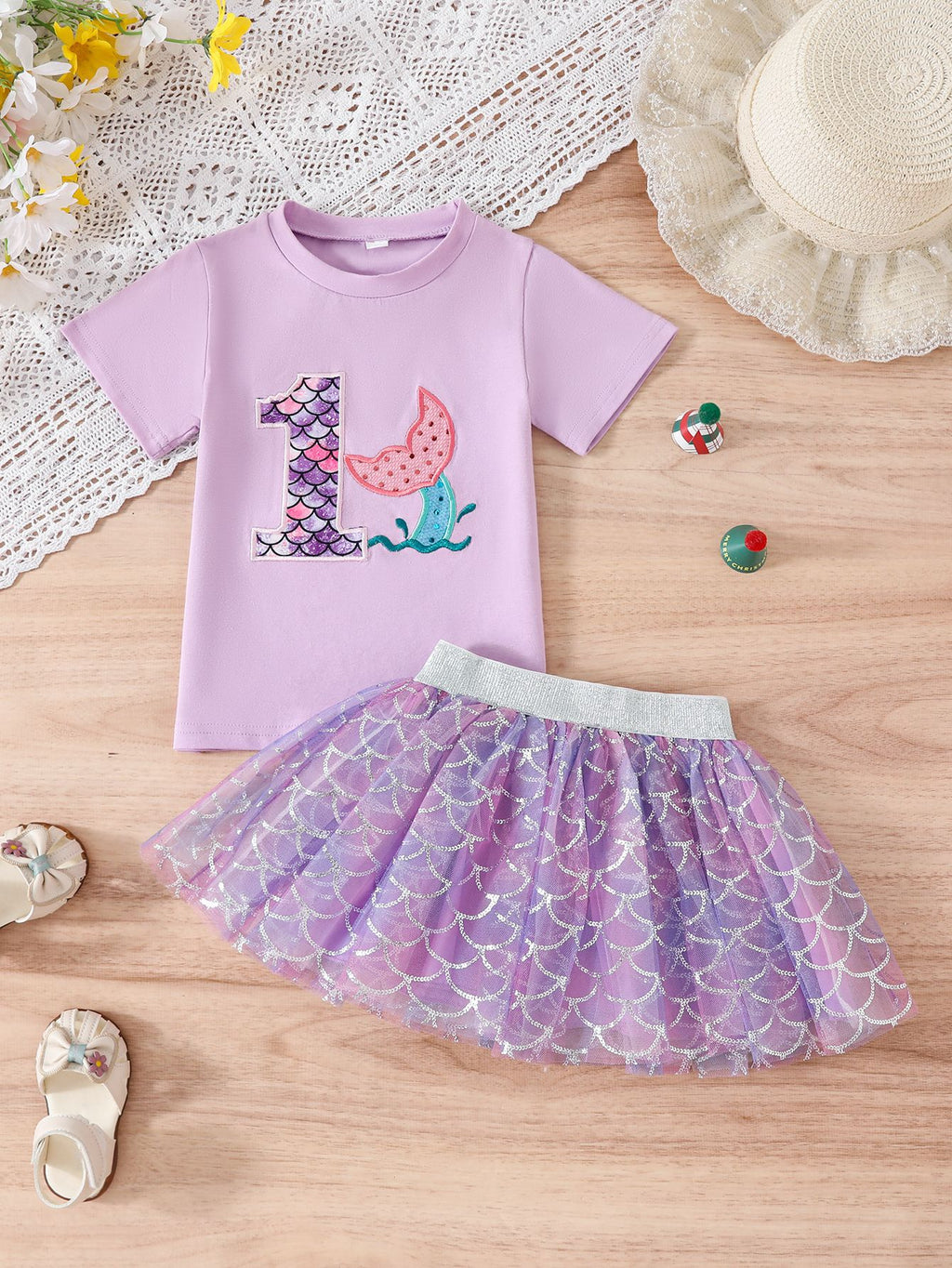 Set à manches courtes en coton deux pièces pour enfants