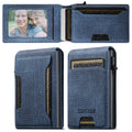 Porte-cartes en cuir denim givré pour hommes