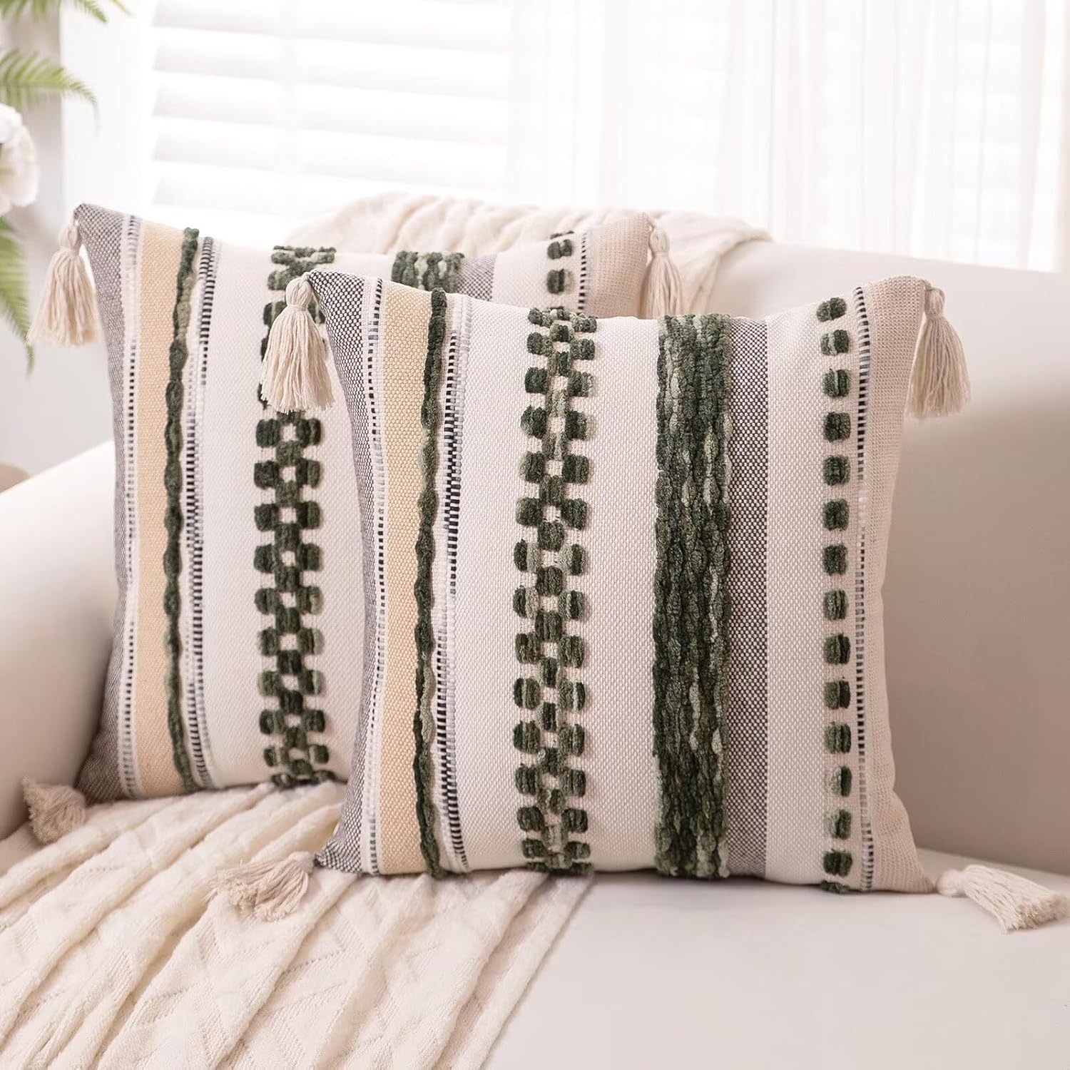 Jacquard Chenille Tassel Oreiller Simple Confortable Et Universally Compatible