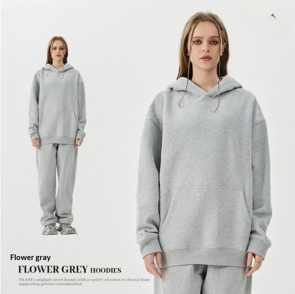 Style américain Trendy Brand Fleece-lined Extra-thick Hoodie and Sweatpants Tracksuit Set
