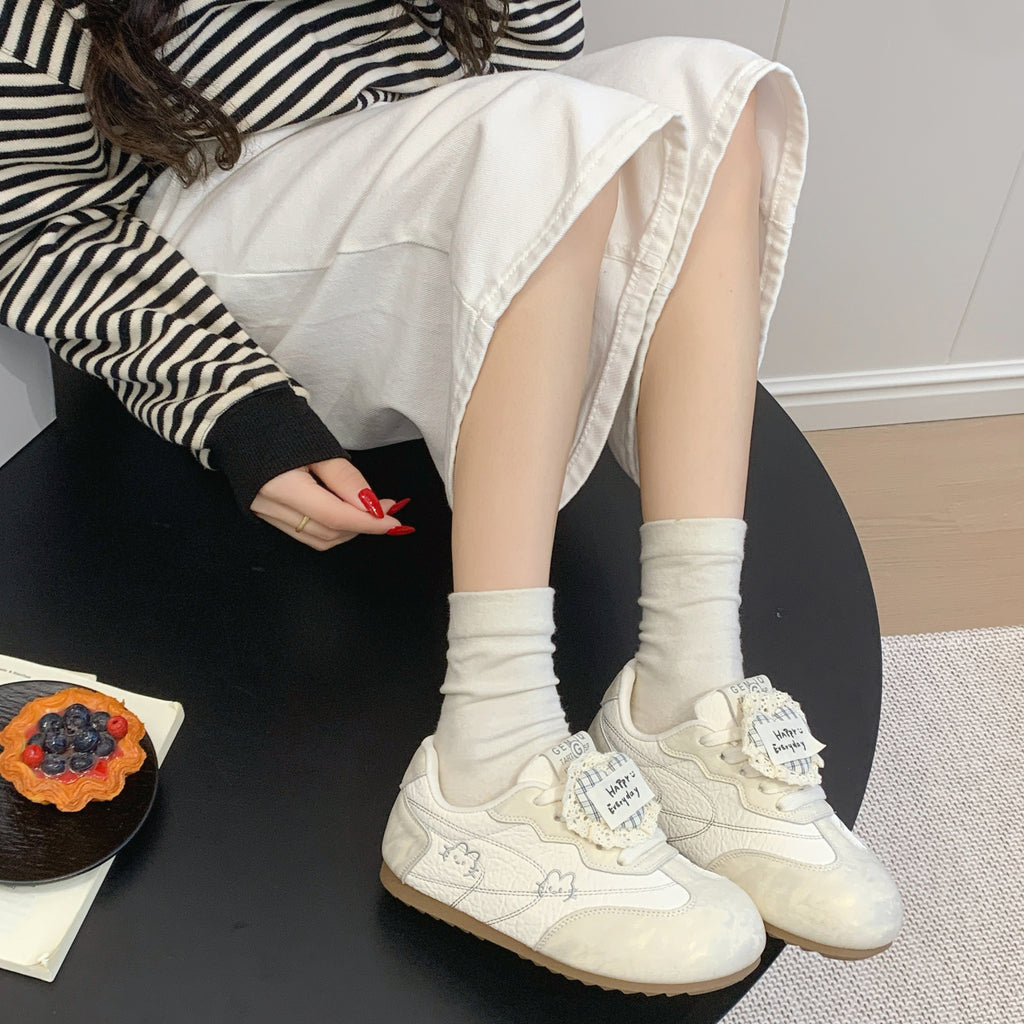 Automne Femmes Léger Polyvalent Allemand Trainer Sneakers Stylish Plat Casual White Skate S