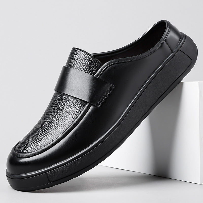 Chaussures casuales à point bas à bout large avec dessus de cowhide