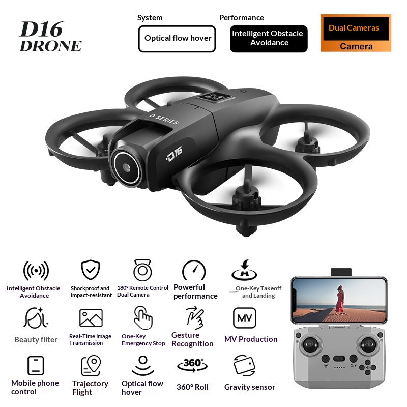 D16 Mini Drone Aerial Photographie Dual-Camera Obstacle-Evitance Racing Drone