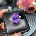 Femmes Violet ovale Ton Cubic Zirconia Déclaration Anneau