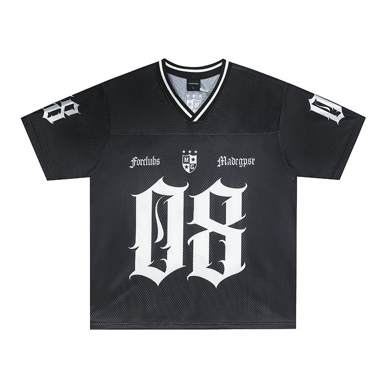 Retro Style Creative Digital Sports Jersey avec une manches courtes Mesh