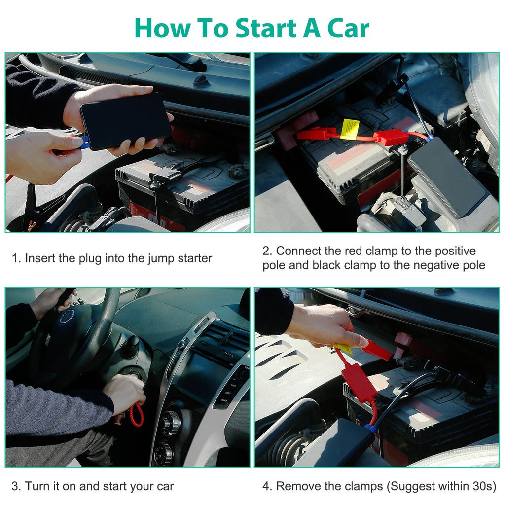 Démarreur de voiture de 12V Jumper 400A Peak 20000mAh Chargeur de batterie Power Bank Portable Power Booste