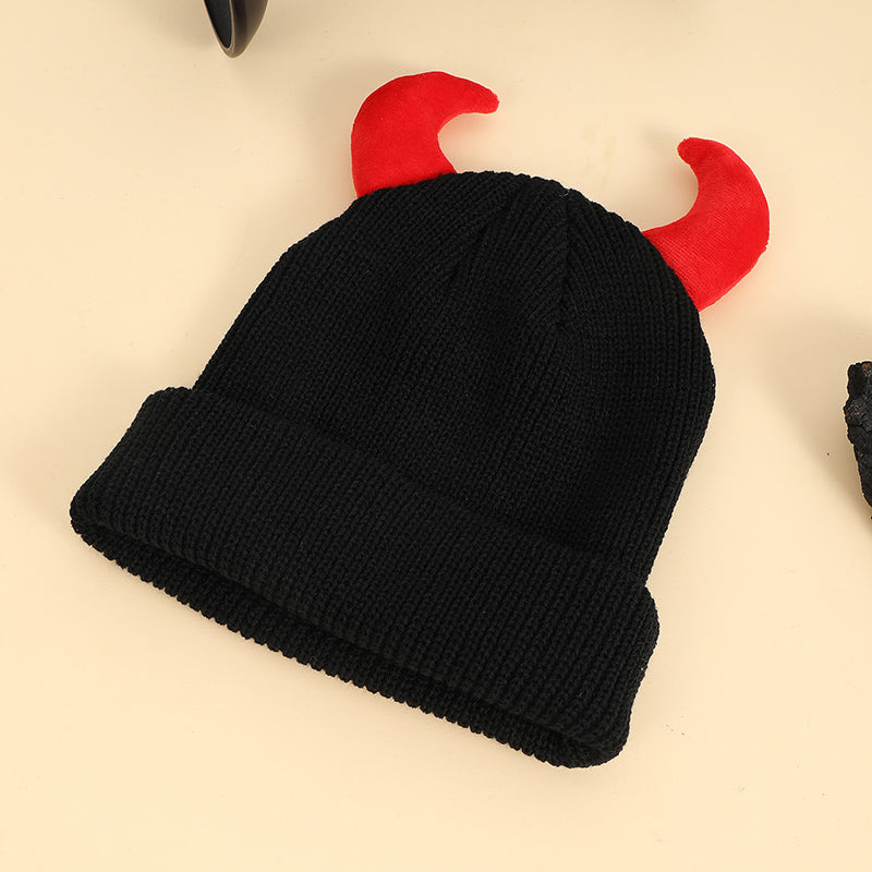European and American Hip-hop Little Devil Beanie with Horn Shape