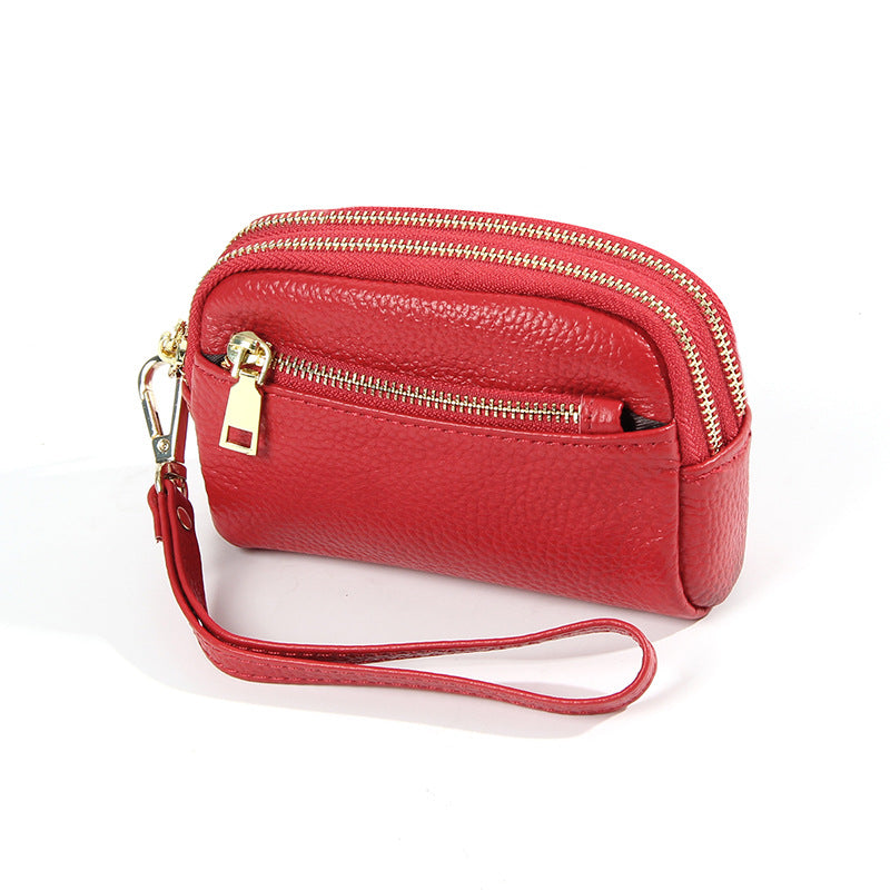 Minimalist Mini poche en cuir avec trois fermetures à glissière