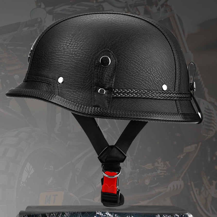 Casque de moto en cuir PU de style rétro