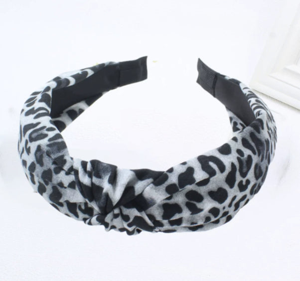 Chanel-style noir et blanc Contraste Leopard-print Tête de bande et tissu cheveux Cli