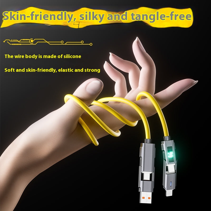 Super Fast Charge Portable PD27W100W Silicone LED affichage numérique à deux brins deux câble de données