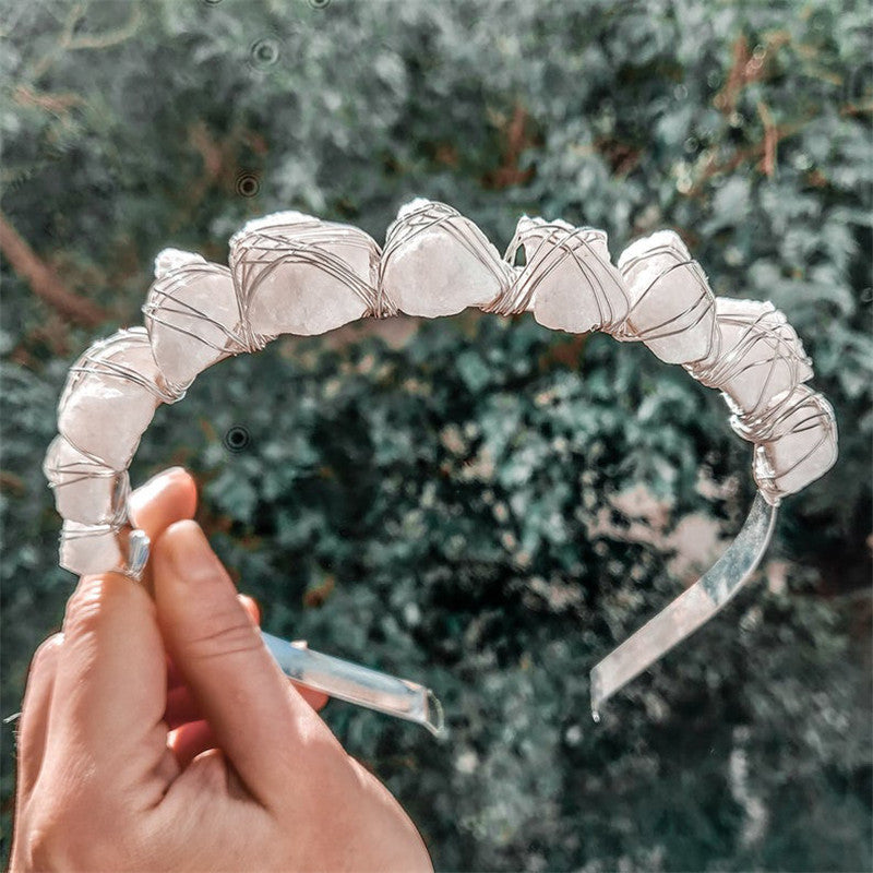 Cristal naturel Quartz Couronne Né Améthyste Gemme Coiffure de mariage