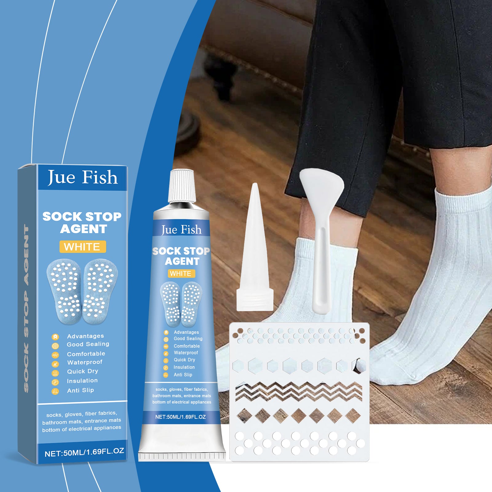 Ensemble adhésif antidérapant de chaussettes 1 Set1box