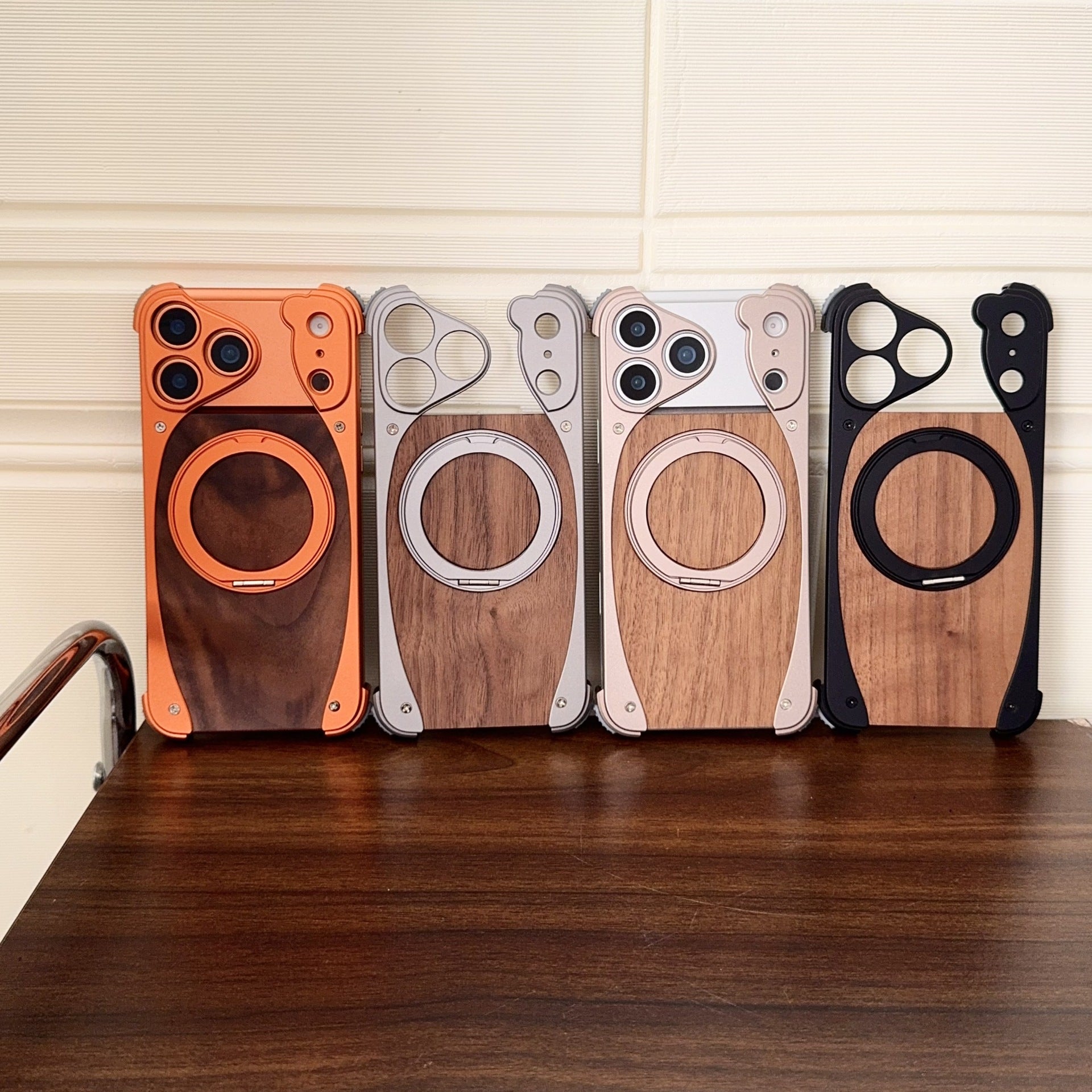 Étui de téléphone sans cadre en bois de noyer