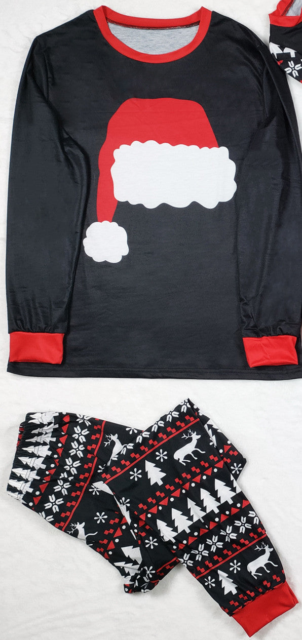 Ensemble de pyjamas d'automne et d'hiver Maison porter Chapeau de Noël imprimé costume parent-enfant