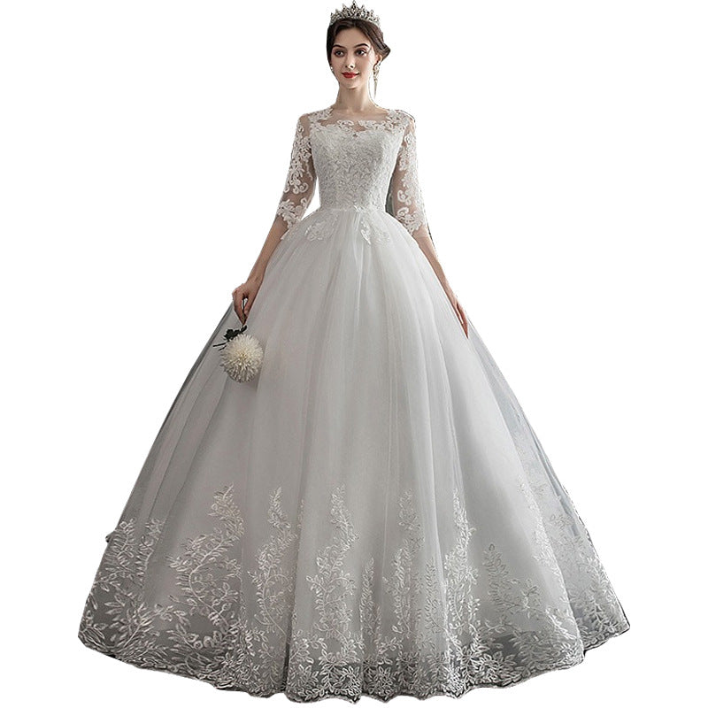 Une épaule Rêve Slim Manche Dentelle Mariée