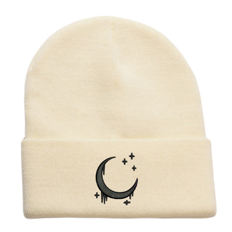 Chapeau en tricot brodé Amazon avec lune et étoiles Design AutomneHiver Chapeau en laine
