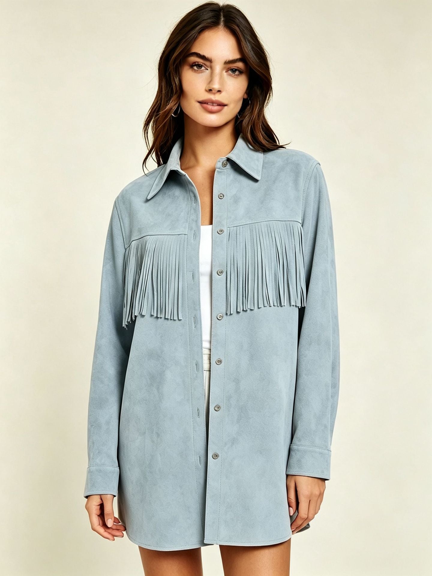 Femmes Suede Tassel Casual Shirt