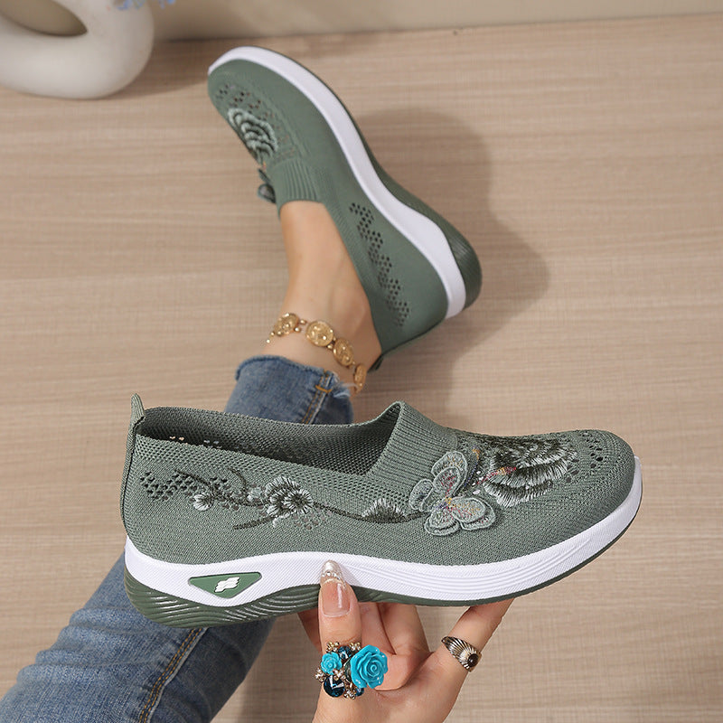 Chaussures de marche brodées Chaussures casuales en mesh