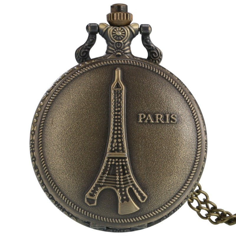 Retro Iron Tower Montre de poche personnalisée de mode décontractée