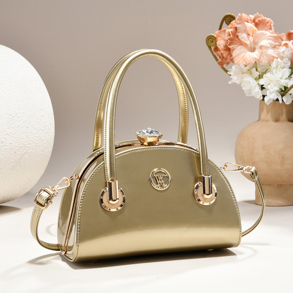 Sac à main en or pour femmes Sac shell en cuir brillant léger