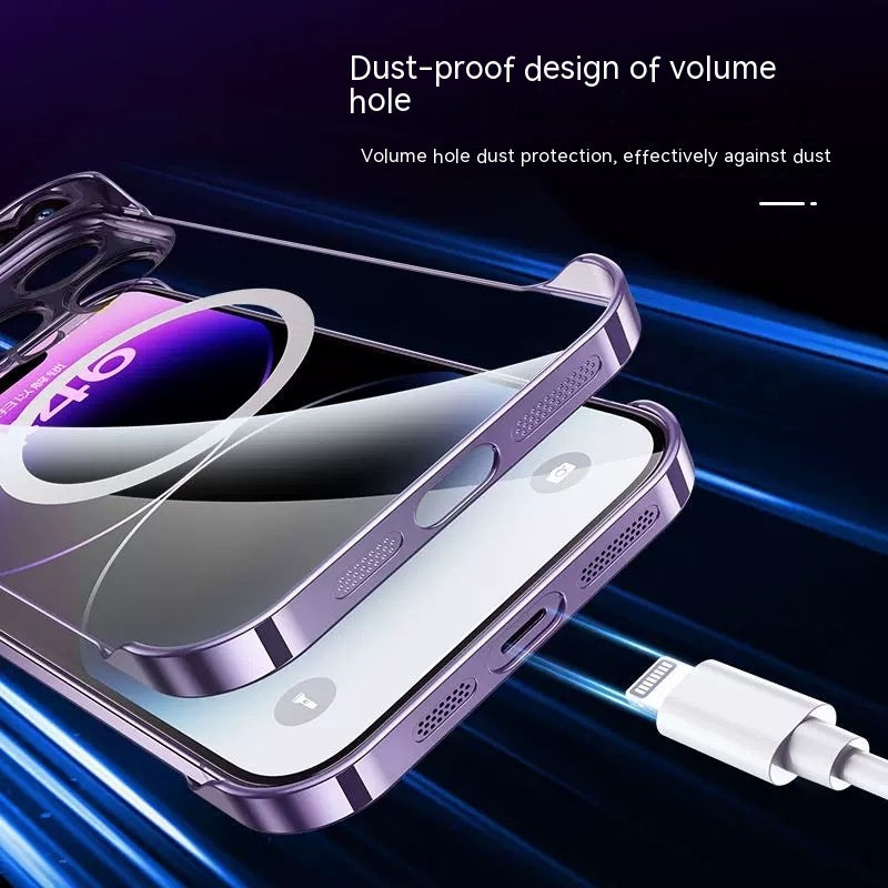 Étanche à la poussière Net Electroplating Frameless Phone Case Magnetic Hard Shell Applicable