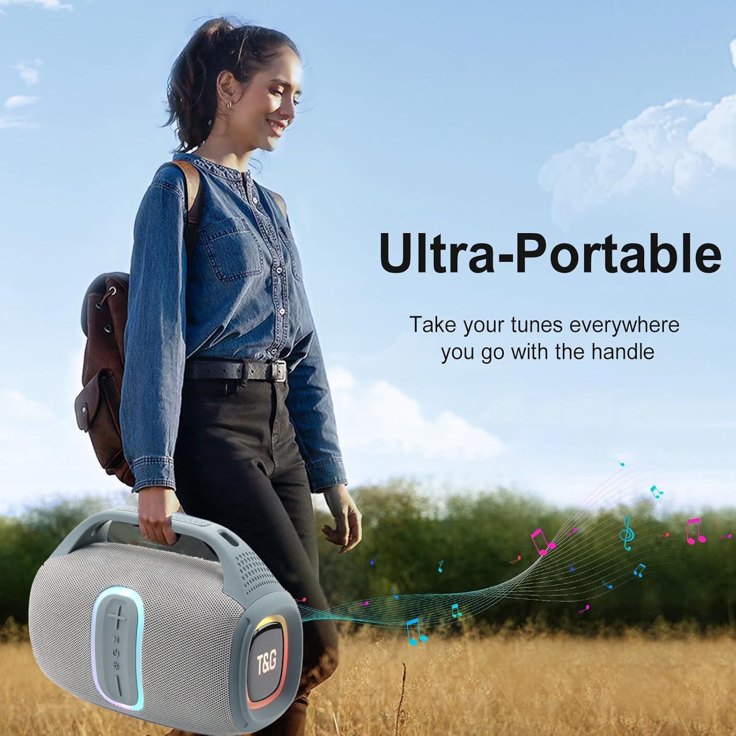 Haut-parleurs portables Haut-parleur Boombox avec LED couleur dynamique
