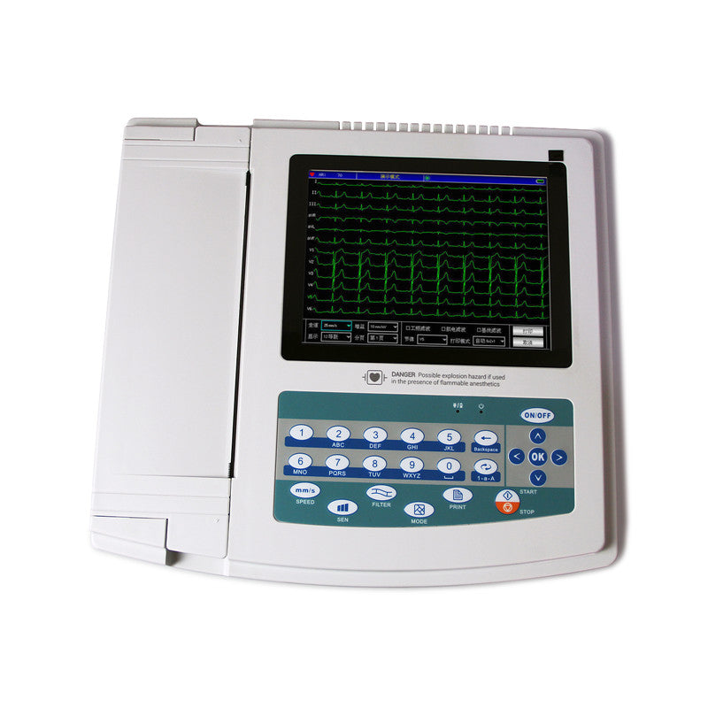 Digital 12 Channel 12 Lead Electrocardiographe Touch ECG EKG Machine PC Imprimante