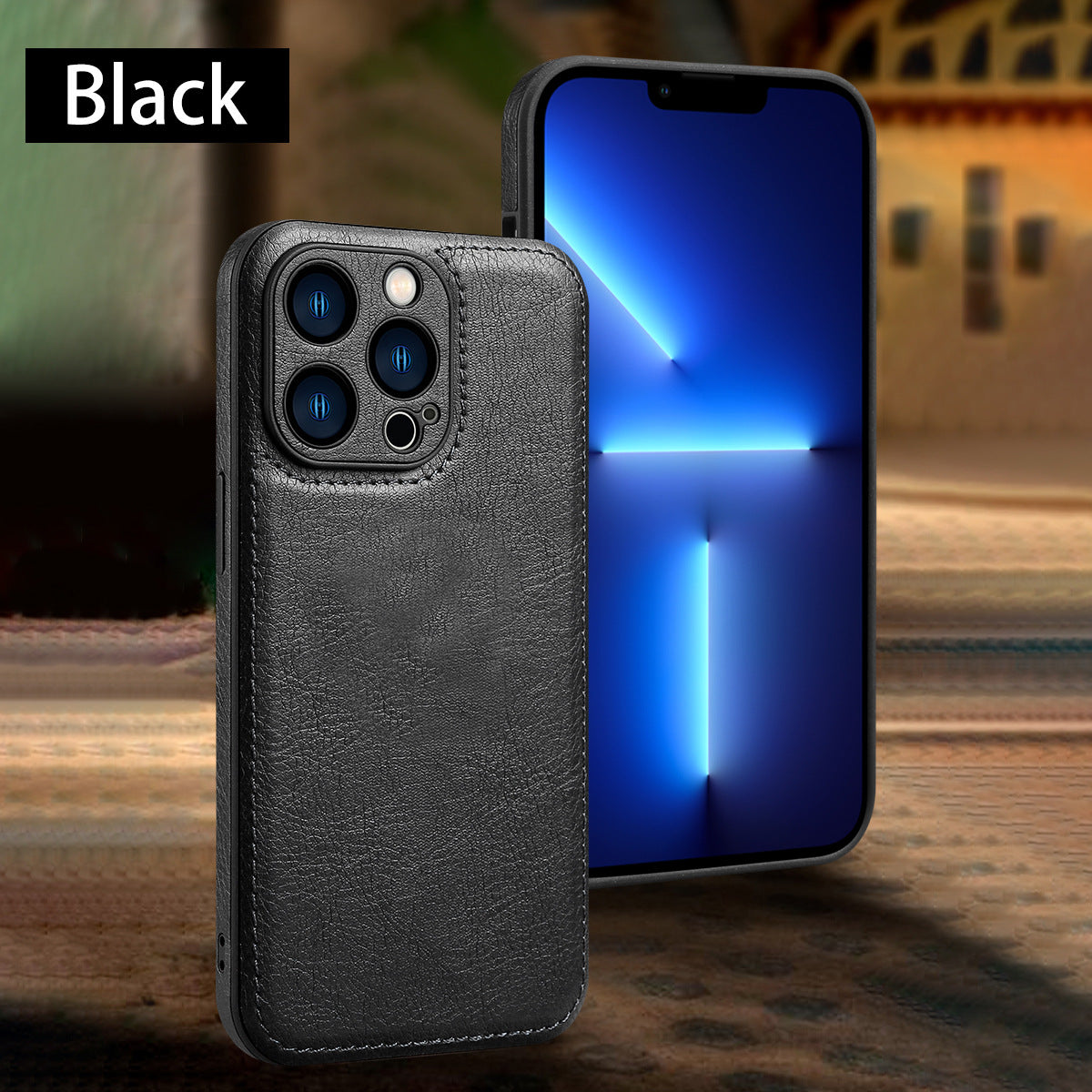 Boîtier de téléphone à grains en cuir haute qualité résistant à la chute