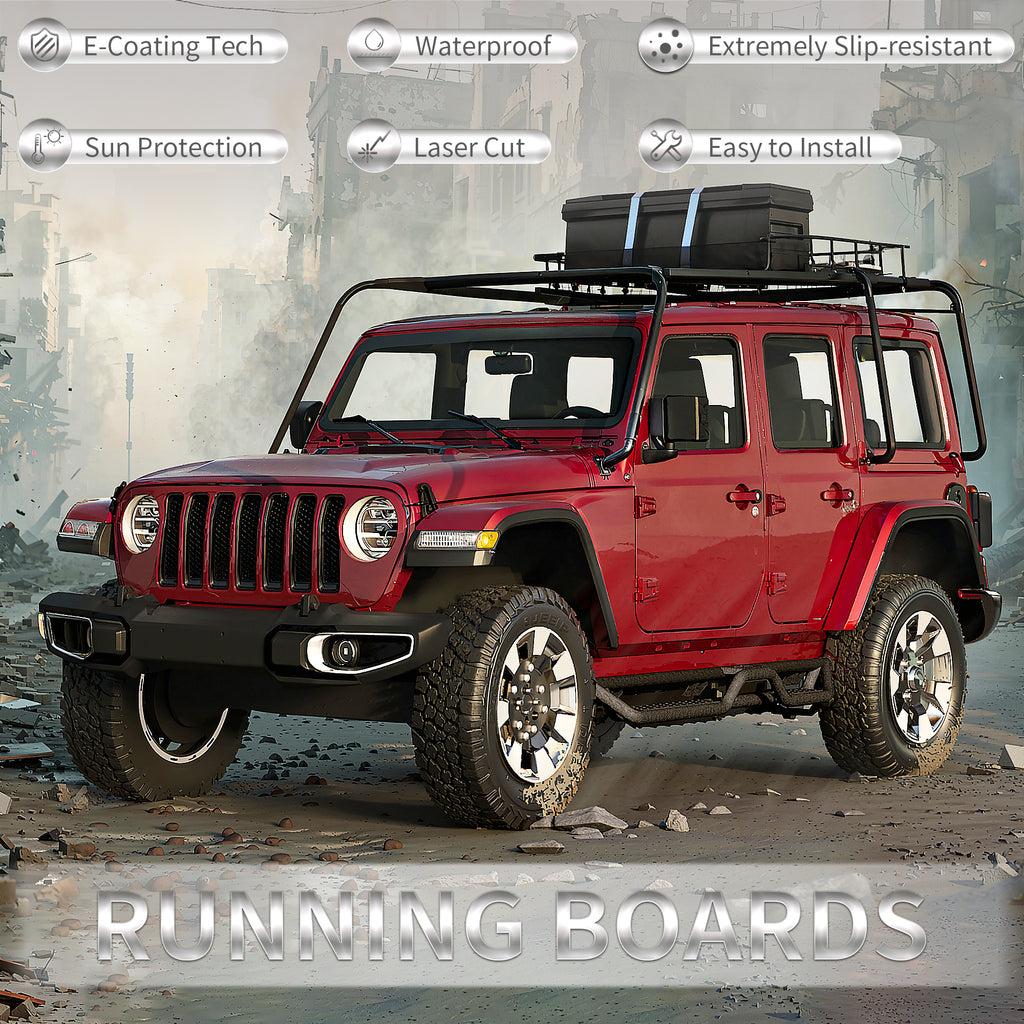 Planches de course Nerf Barres marches latérales pour 07-18 Jeep Wrangler JK Unlimited 4 Door