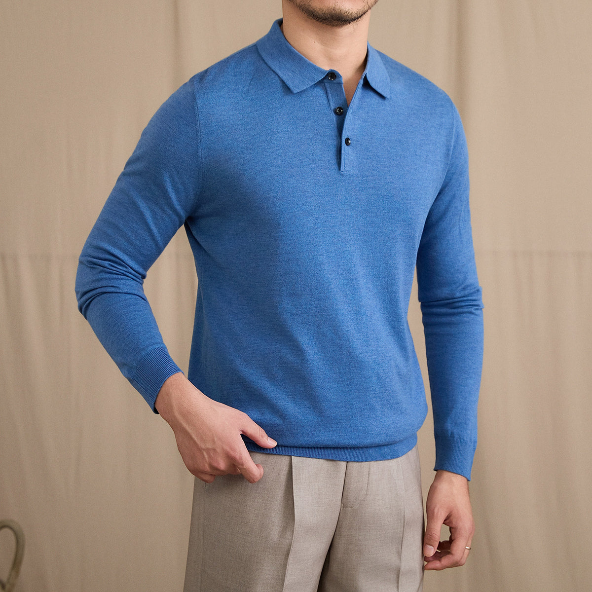 Chemise Polo Retro Slim-Fit Chaud Laine Top pour l'automne et l'hiver
