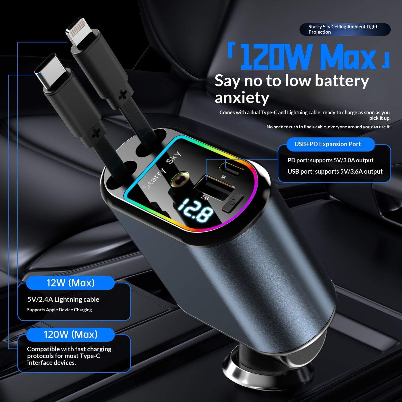 Chargeur de voiture Starry Sky Flexible