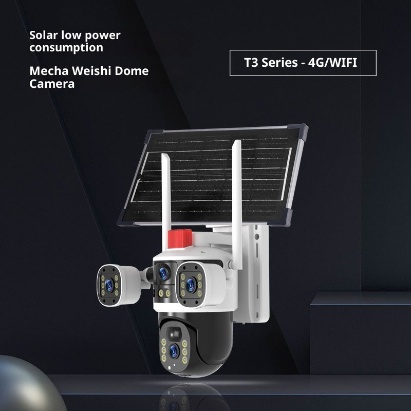 Caméra trinoculaire de surveillance solaire ultra haute définition