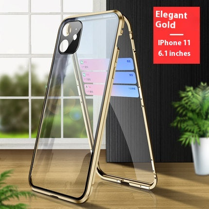 Magnétique King Verre Verre double face Étui de téléphone tout compris