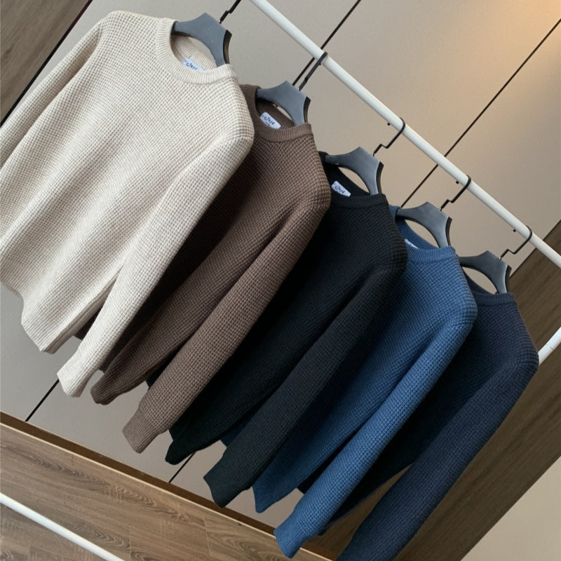 AutomneHiver Casual Couleur solide Col rond Col rond Chandail haut