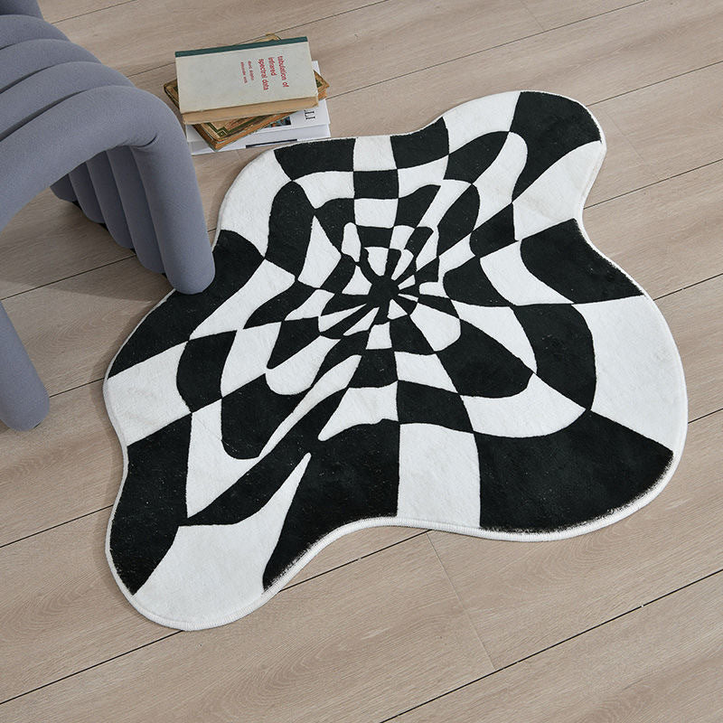 Retro Ins Style noir et blanc à carreaux tapis antidérapant