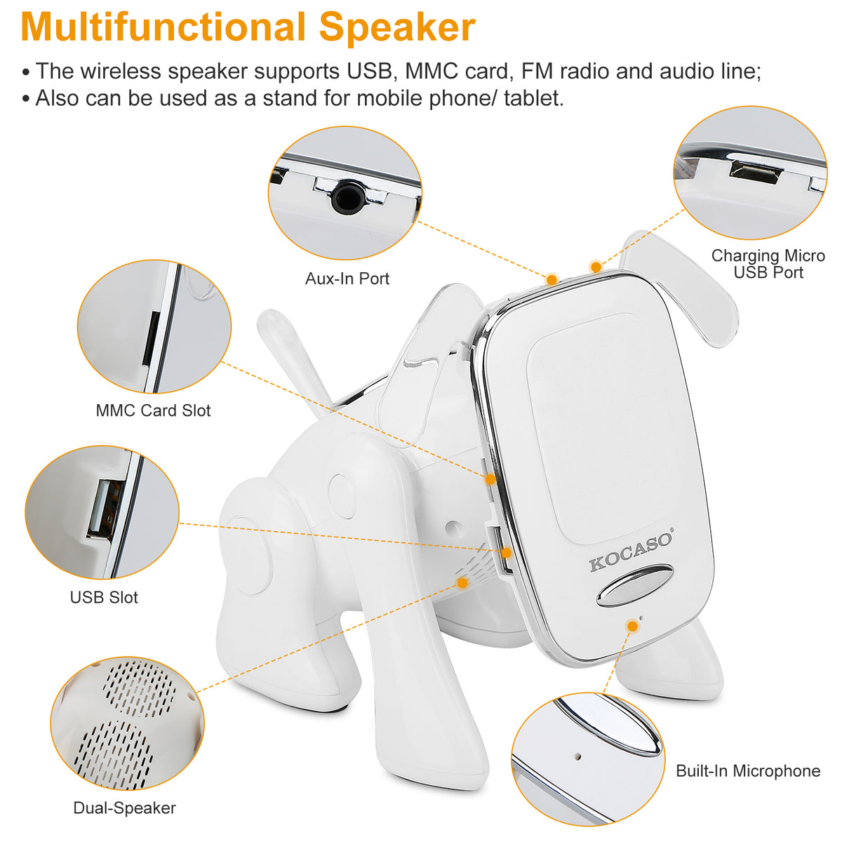 Puppy Dog Wireless Speaker Portable Mini Music Player Stereo Cute Animal Speaker with Buil