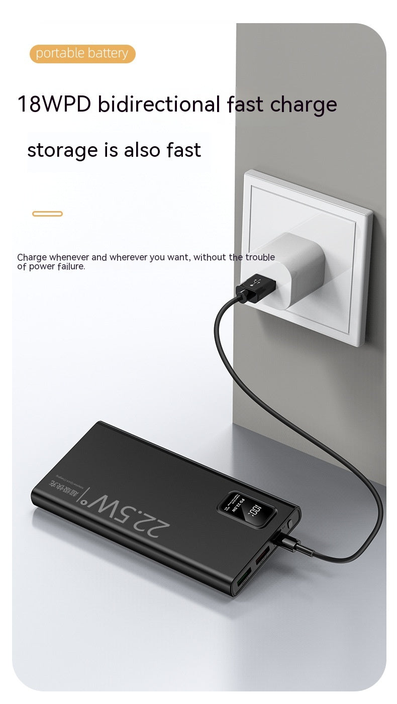 Banque de puissance à recharge rapide bidirectionnelle Grande capacité Portable Ultra-fin Portable Power Source