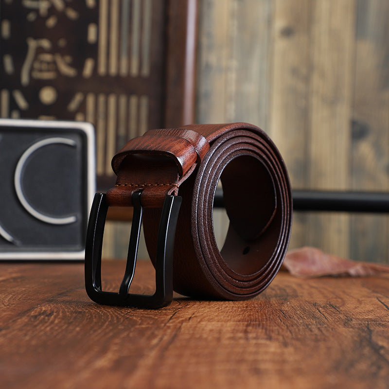 Ceinture en alliage d'épingle pour hommes avec style casual en cuir de vache