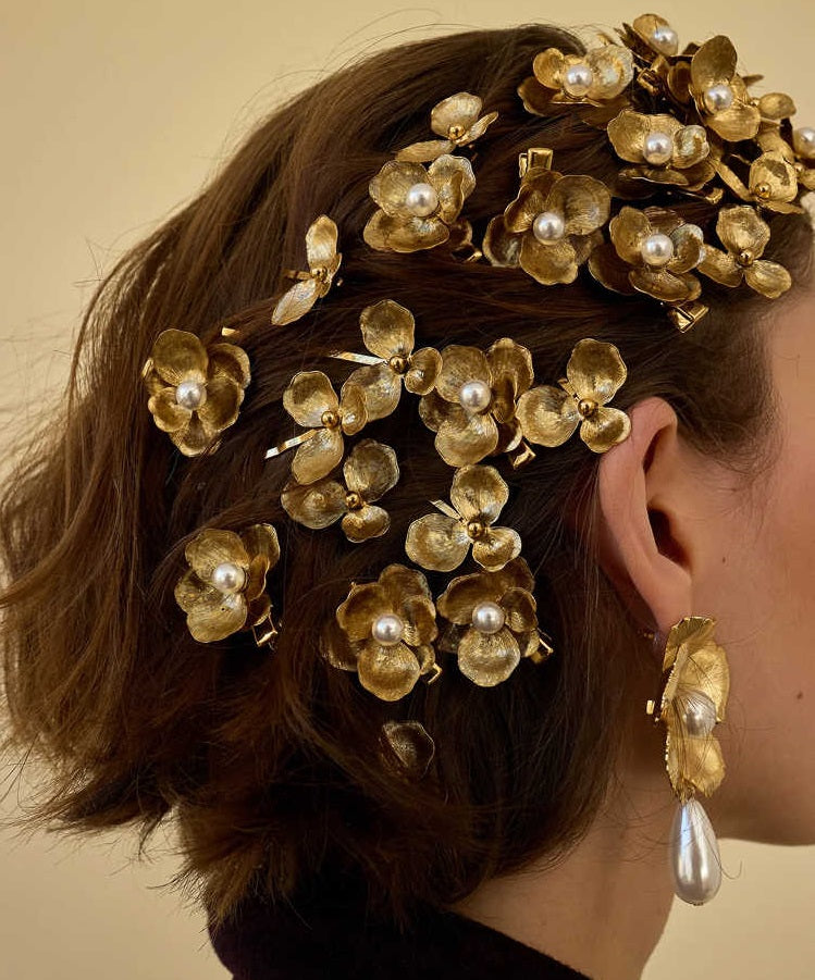 Gold Flower Pearl Barrettes Mode Accessoires pour cheveux de mariée