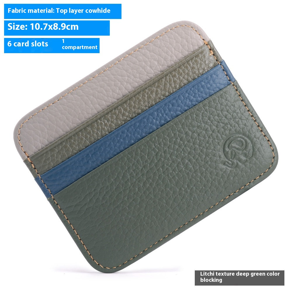 Petit éléphant rond Premier calque Coin de vache Purse véritable support de carte en cuir