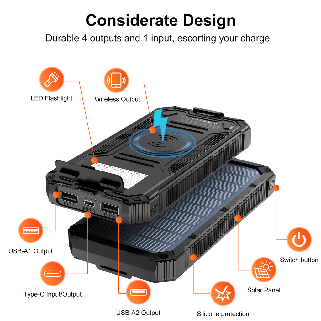 Chargeur solaire externe étanche sans fil