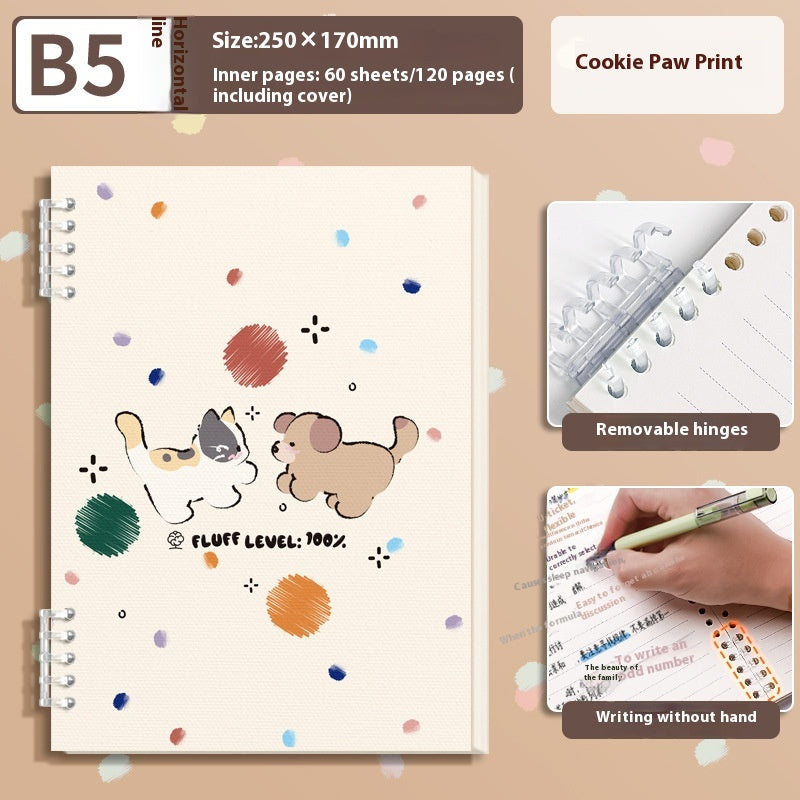 A5 Échelle de carnet de notes à feuilles longues épaissies Étudiante en livre mignon amovible