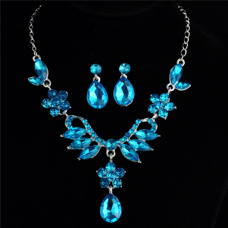 Commerce extérieur explosion mariée alliage de diamants collier boucles d'oreilles ensemble bijoux de mariage et jewe