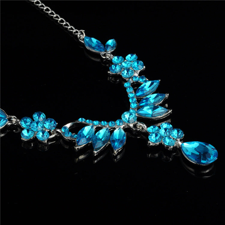 Commerce extérieur explosion mariée alliage de diamants collier boucles d'oreilles ensemble bijoux de mariage et jewe