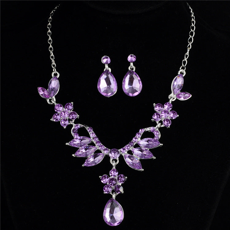 Commerce extérieur explosion mariée alliage de diamants collier boucles d'oreilles ensemble bijoux de mariage et jewe
